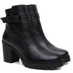 Bota Cano Baixo Salto Bloco Chelsea Preta