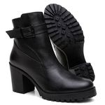 Bota Cano Baixo Salto Bloco Chelsea Preta
