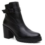 Bota Cano Baixo Salto Bloco Chelsea Preta