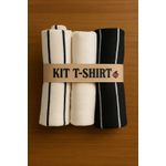 Kit T-shirt Listras e Branca Lisa