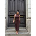 Vestido Longo Malha Ribana Marrom