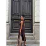 Vestido Longo Malha Ribana Marrom