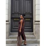 Vestido Longo Malha Ribana Marrom