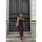 Vestido Longo Malha Ribana Marrom