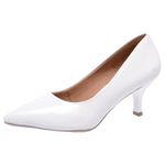 Scarpin Verniz Branco Salto Baixo 