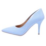 Scarpin Verniz Azul Bebê Salto Médio