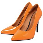 Scarpin Verniz Laranja Salto Alto