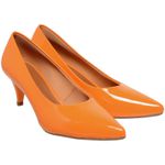Scarpin Verniz Laranja Salto Baixo