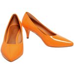 Scarpin Verniz Laranja Salto Baixo