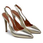 Scarpin Slingback Metal Dourado Salto Alto