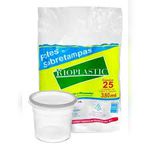 Pote Plástico PP Redondo Rioplastic com Sobretampa 380ml c/16x25 und