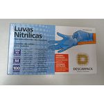 Luva de Procedimento Nitrílica Descarpack Azul S/ Pó Tamanho M com 100 und