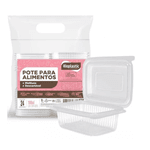 Pote Plástico PP Retangular Rioplastic com Tampa 1000ml c/24 und