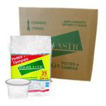 Pote Plástico PP Redondo Rioplastic com Sobretampa 250ml c/25 und