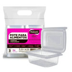 Pote Plástico PP Retangular Rioplastic com Tampa 750ml c/24 und