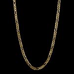 Corrente 3 por 1 Achatado(3mm) - 70cm - Banhado a Ouro 18K