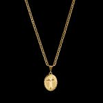 Corrente Piastrini(2mm) + Pingente Plaquina Cruz - 1,5x1cm - Banhado a Ouro 18K