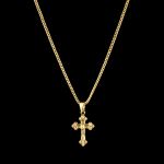 Corrente Grumet(4mm) + Pingente Cruz Personalizado 2x1,5cm - Banhado a Ouro 18K