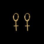 Brinco Argola Cruz Lisa - 2,5x0,7 cm - Banhado a Ouro 18K