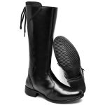 Bota Feminina Cano Longo Estilosa de Amarrar Confortável em Sintético do 33 ao 40