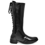 Bota Feminina Cano Longo Estilosa de Amarrar Confortável em Sintético do 33 ao 40