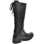 Bota Feminina Cano Longo de Amarrar com Zíper Detalhes e Fivela em Sintético do 33 ao 40