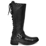 Bota Feminina Cano Longo de Amarrar com Zíper Detalhes e Fivela em Sintético do 33 ao 40