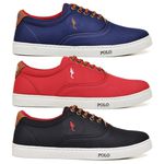 Kit 3 Pares Sapatenis Masculino Casual Cano Baixo Super Leve e Confortável Polo Blu