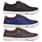 Kit 3 Pares Sapatenis Masculino Casual Cano Baixo Super Leve e Confortável Polo Blu