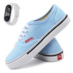 Tênis Feminino Casual de Amarrar Cano Baixo Confortavel com Relogio Digital