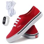 Tênis Feminino Leve Casual de Amarrar Cano Baixo Confortavel com Relogio Digital e Meia