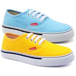 Kit 2 Pares Tênis Feminino Casual de Amarrar Cano Baixo Confortavel