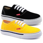 Kit 2 Pares Tênis Feminino Casual de Amarrar Cano Baixo Confortavel