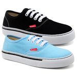 Kit 2 Pares Tênis Feminino Casual de Amarrar Cano Baixo Confortavel