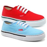 Kit 2 Pares Tênis Feminino Casual de Amarrar Cano Baixo Confortavel
