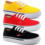 Kit 3 Pares Tênis Feminino Casual de Amarrar Cano Baixo Confortavel