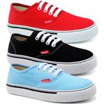 Kit 3 Pares Tênis Feminino Casual de Amarrar Cano Baixo Confortavel