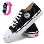 Kit Tênis Feminino Star Casual Moda Basico de Amarrar Cano Baixo All Confortavel Relogio Digital