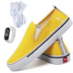Kit Tênis Feminino Slip On Facil de Calçar Elastico Confortavel Relogio Digital e Meia