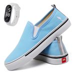 Kit Tênis Feminino Slip On Facil de Calçar Elastico Confortavel Relogio Digital