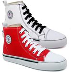 Kit 2 Pares Tênis Feminino Star Cano Alto Casual Basico de Amarrar Classico All Confortavel