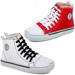 Kit 2 Pares Tênis Feminino Star Cano Alto Casual Basico de Amarrar Classico All Confortavel