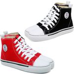 Kit 2 Pares Tênis Feminino Star Cano Alto Casual Basico de Amarrar Classico All Confortavel
