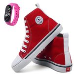 Kit Tênis Feminino Star Cano Alto Casual Basico de Amarrar Classico All Confortavel Relogio Digital