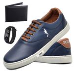 Kit Tênis Casual Masculino Homem Couro Ecologico Moderno Relogio Digital e Carteira