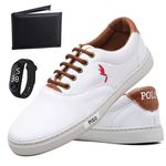 Kit Tênis Casual Masculino Homem Couro Ecologico Moderno Relogio Digital e Carteira