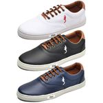 kit 3 pares Tênis Casual Masculino Homem Couro Ecologico Moderno