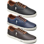kit 3 pares Tênis Casual Masculino Homem Couro Ecologico Moderno