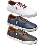 kit 3 pares Tênis Casual Masculino Homem Couro Ecologico Moderno