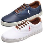Kit 2 Pares Tênis Casual Masculino Homem Couro Ecologico Moderno